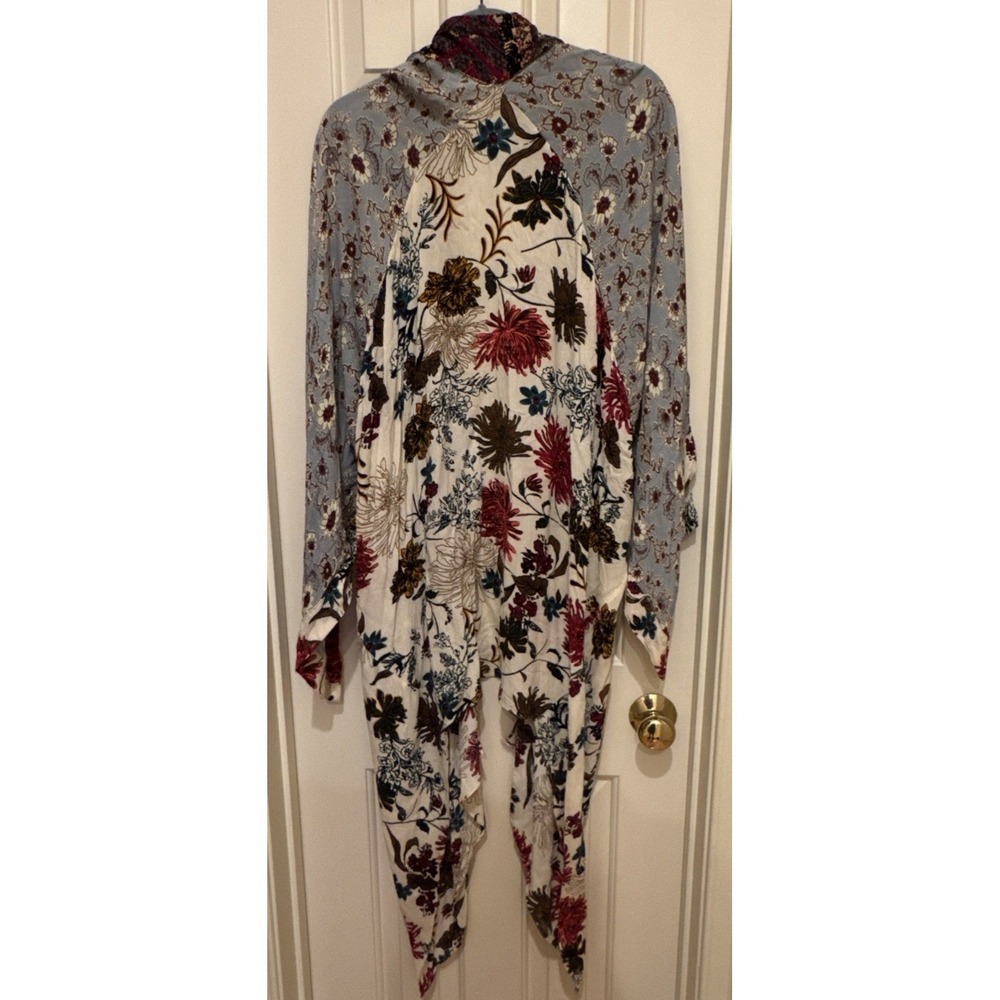 Umgee Boho‎ Duster Kimono Long Cardigan Mixed Print Floral M/L - Picture 7 of 9